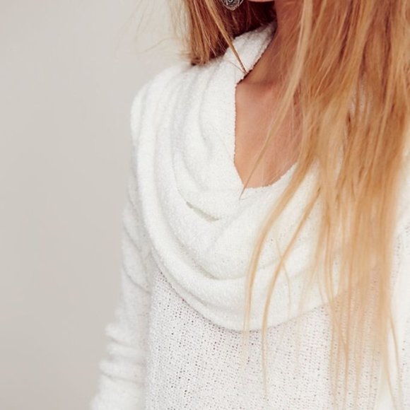 Free People Ivory Slouchy Cowl Pullover Sweater - Picture 4 of 16